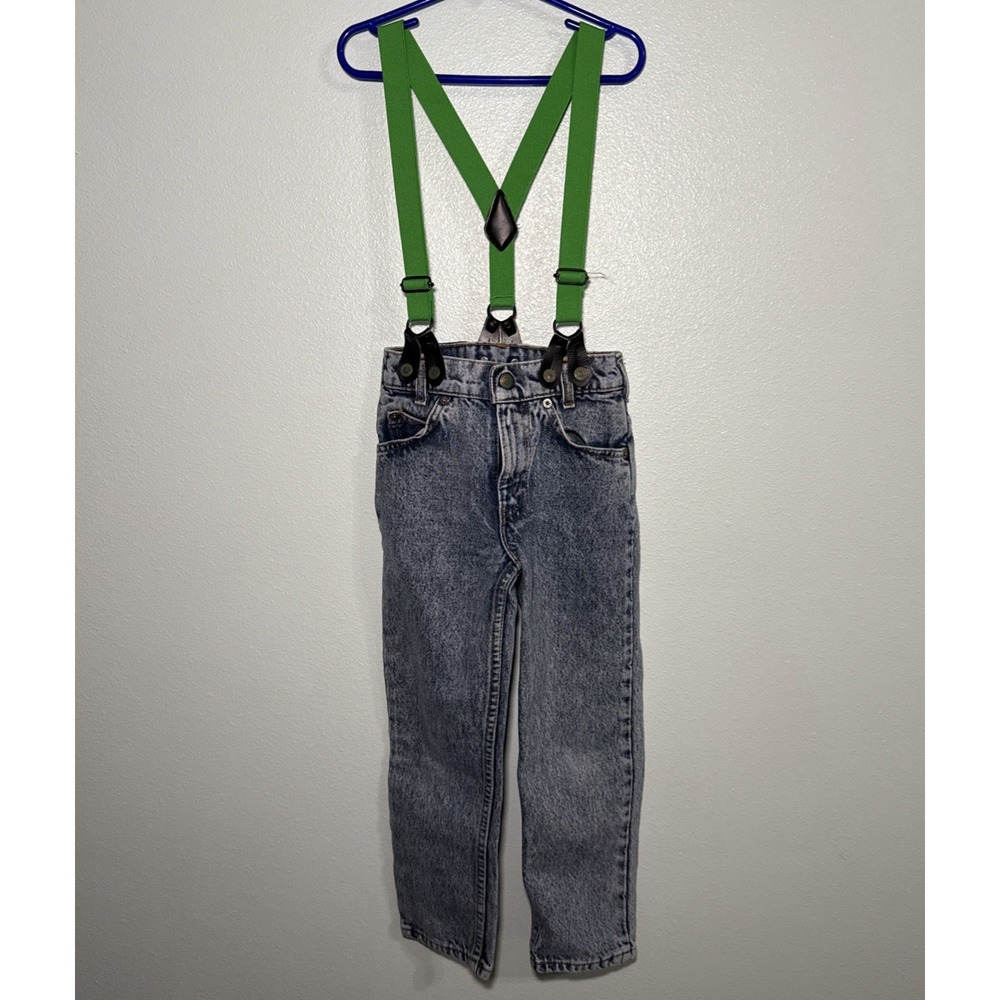 Vintage 80s Little Levi's Acid Wash Jeans with neon suspenders Size 7‎ USA RARE